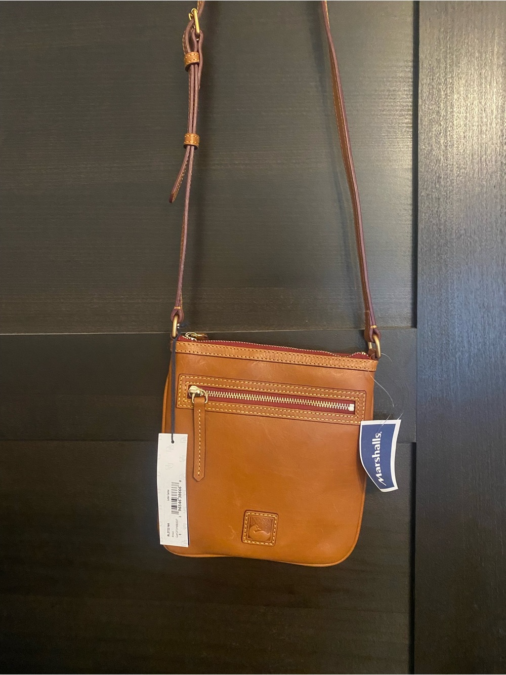Dooney & Bourke Brown Leather Crossbody with Gold Zippers
